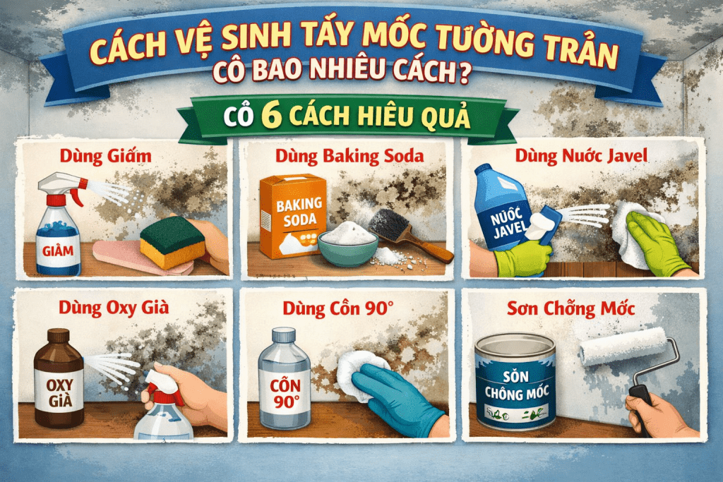 6 cách làm sạch mốc tường trần