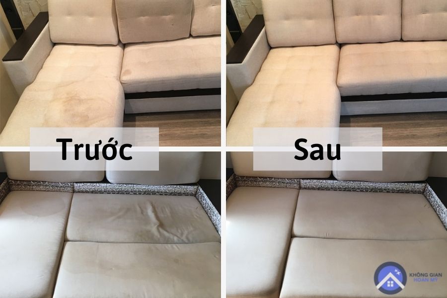 Hoàng Anh - Nam định trước và sau khi giặt ghế sofa tại nhà khách hàng