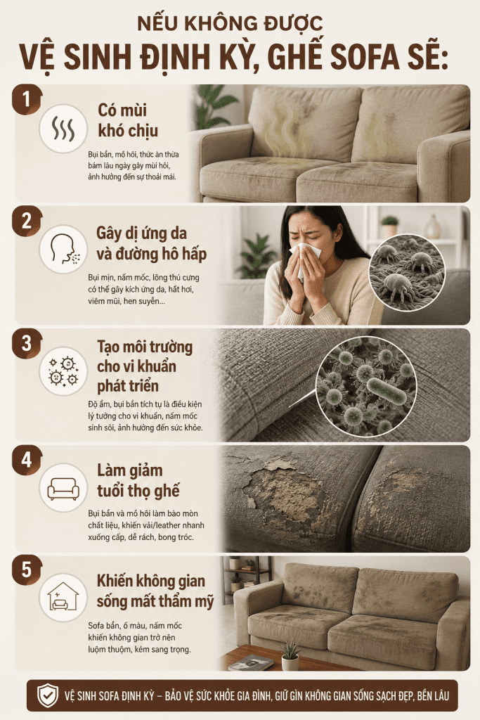 nguyên nhân không vệ sinh sofa