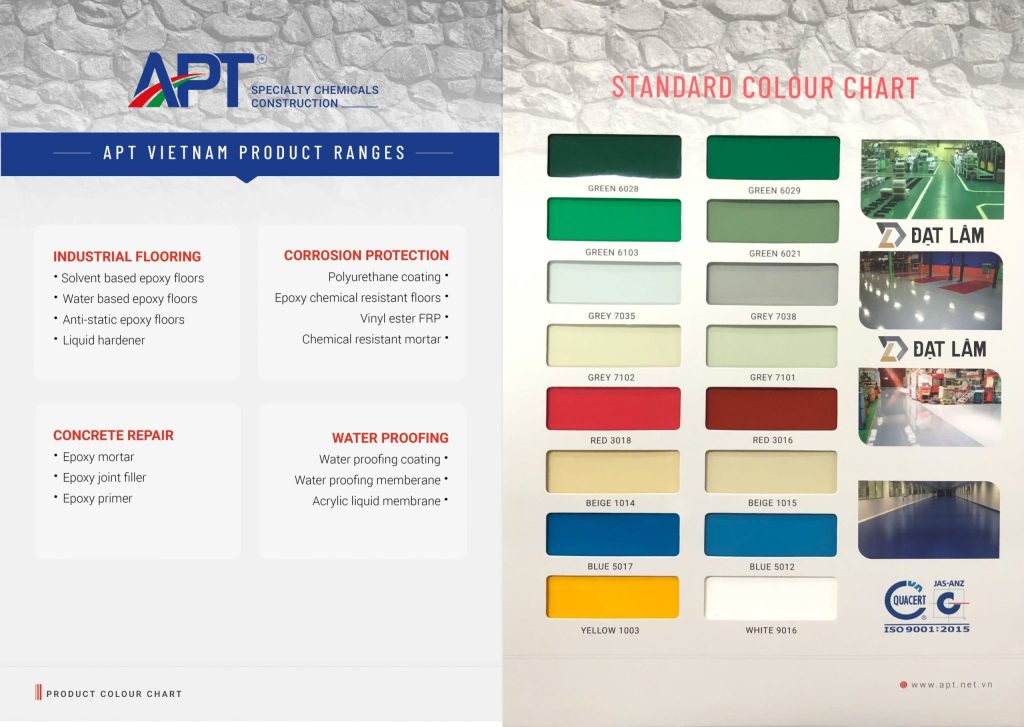 Bảng màu sơn epoxy APT