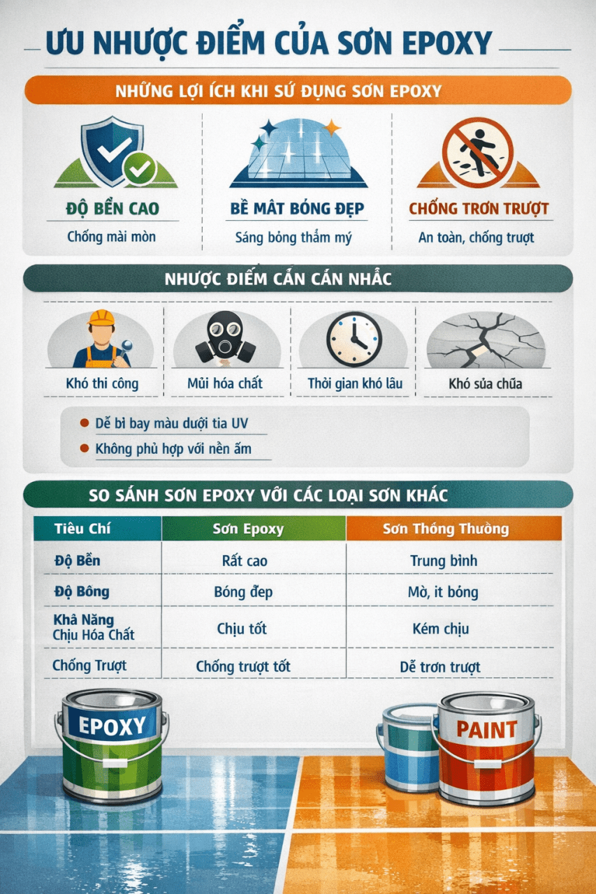 Ưu nhược điểm của sơn epoxy