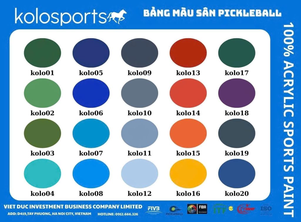 Bảng màu sơn thể thao PickBall