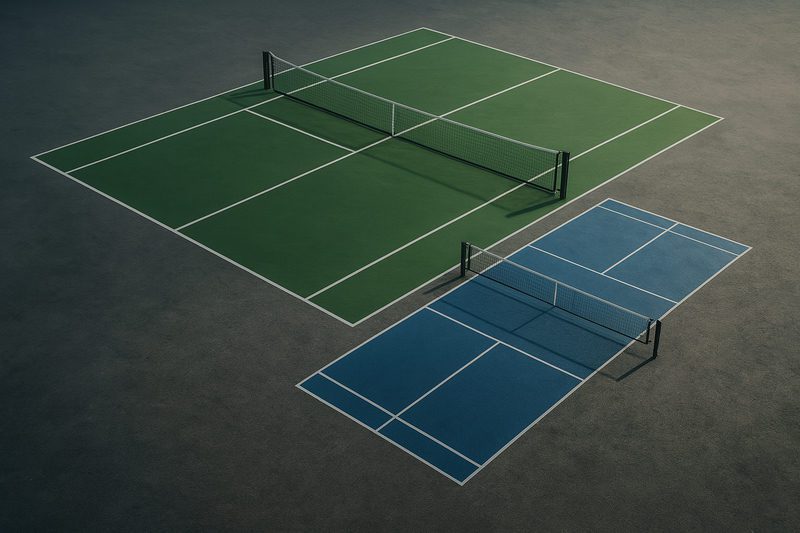 So sánh sân pickleball với sân tennis, cầu lông và bóng chuyền