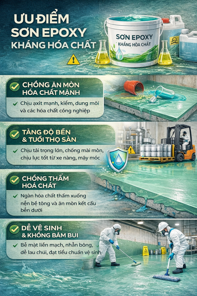 ưu điểm sơn kháng hoá chất