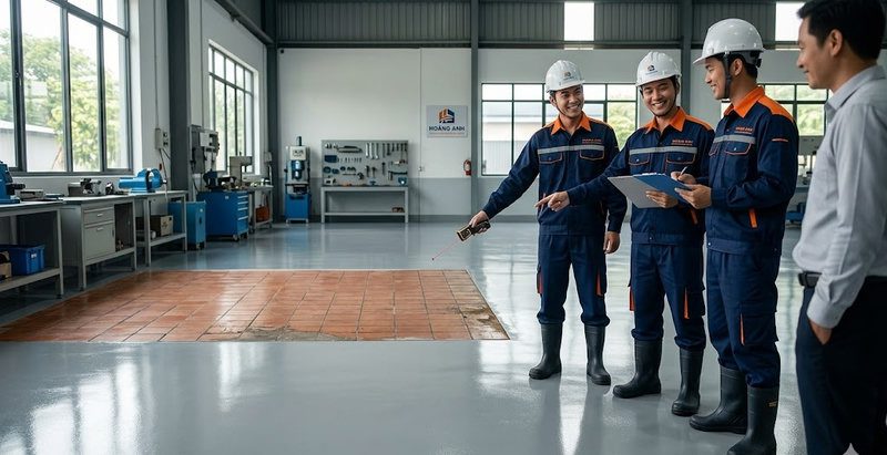 Dịch vụ sơn sàn công nghiệp Hoàng Anh - Giải pháp hoàn hảo cho nền gạch cũ